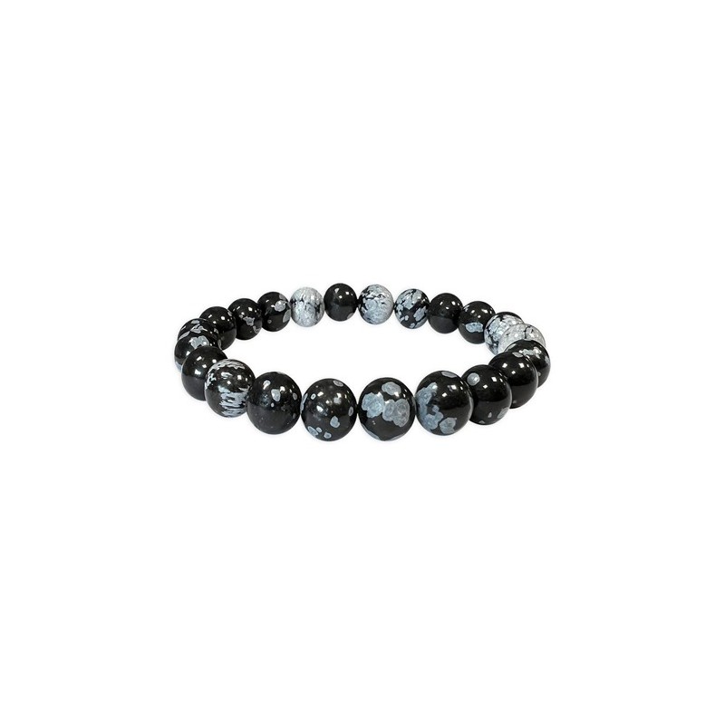 BRACCIALE OSSIDIANA FIOCCO DI NEVE 10 MM