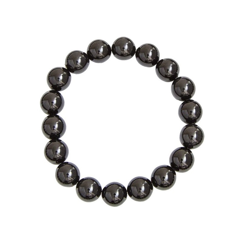BRACCIALE OSSIDIANA NERA 10 MM QUALITA AA